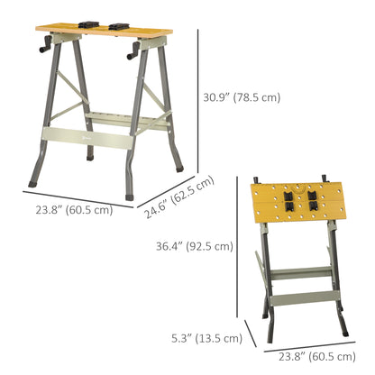 Foldable Work Bench 100 kg Capacity with 4 Adjustable Clamps
