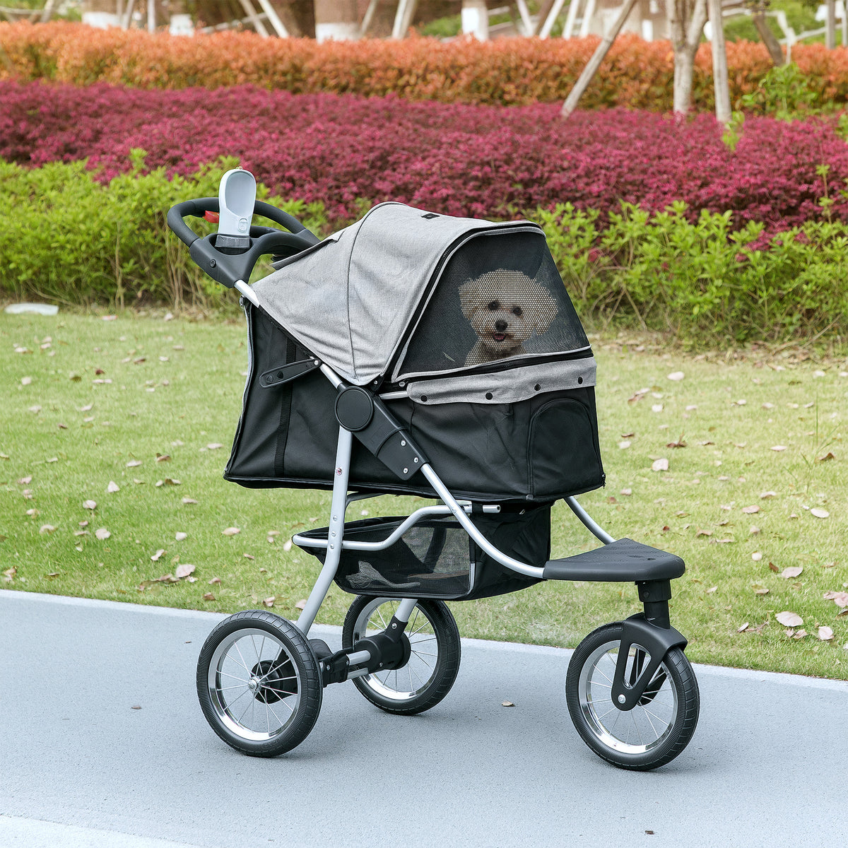 Cochecito plegable de 3 ruedas para perros con toldo ajustable