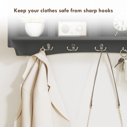Wall Coat Rack with Shelf and 5 Hooks