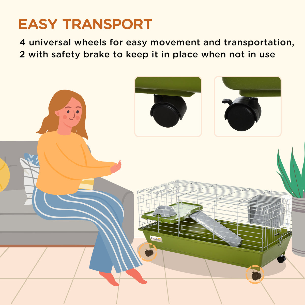 Small Animal Cage with Wheels and Accessories