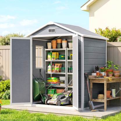 Plastic Garden Shed with Double Doors and Lock