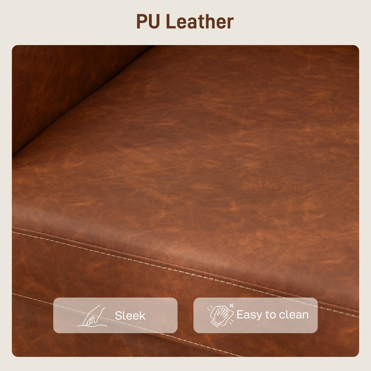 Loveseat Sofa PU Leather with Wood Legs