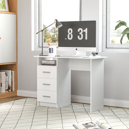 Computer Desk with 3 Drawers and Open Shelf