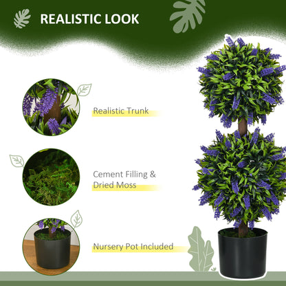 Artificial lavender trees set 2 flower ball plants