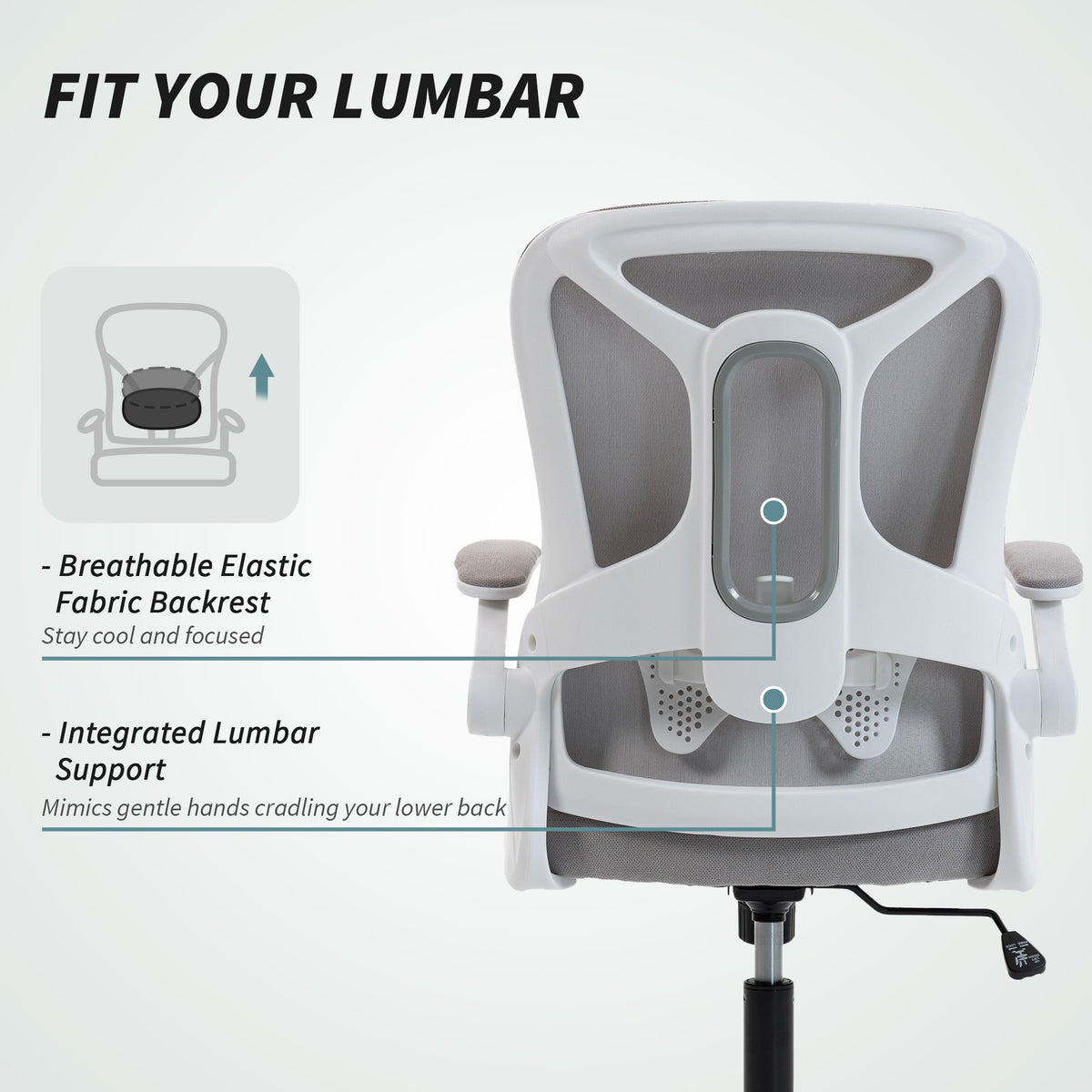 Silla de oficina ergonómica giratoria con soporte lumbar