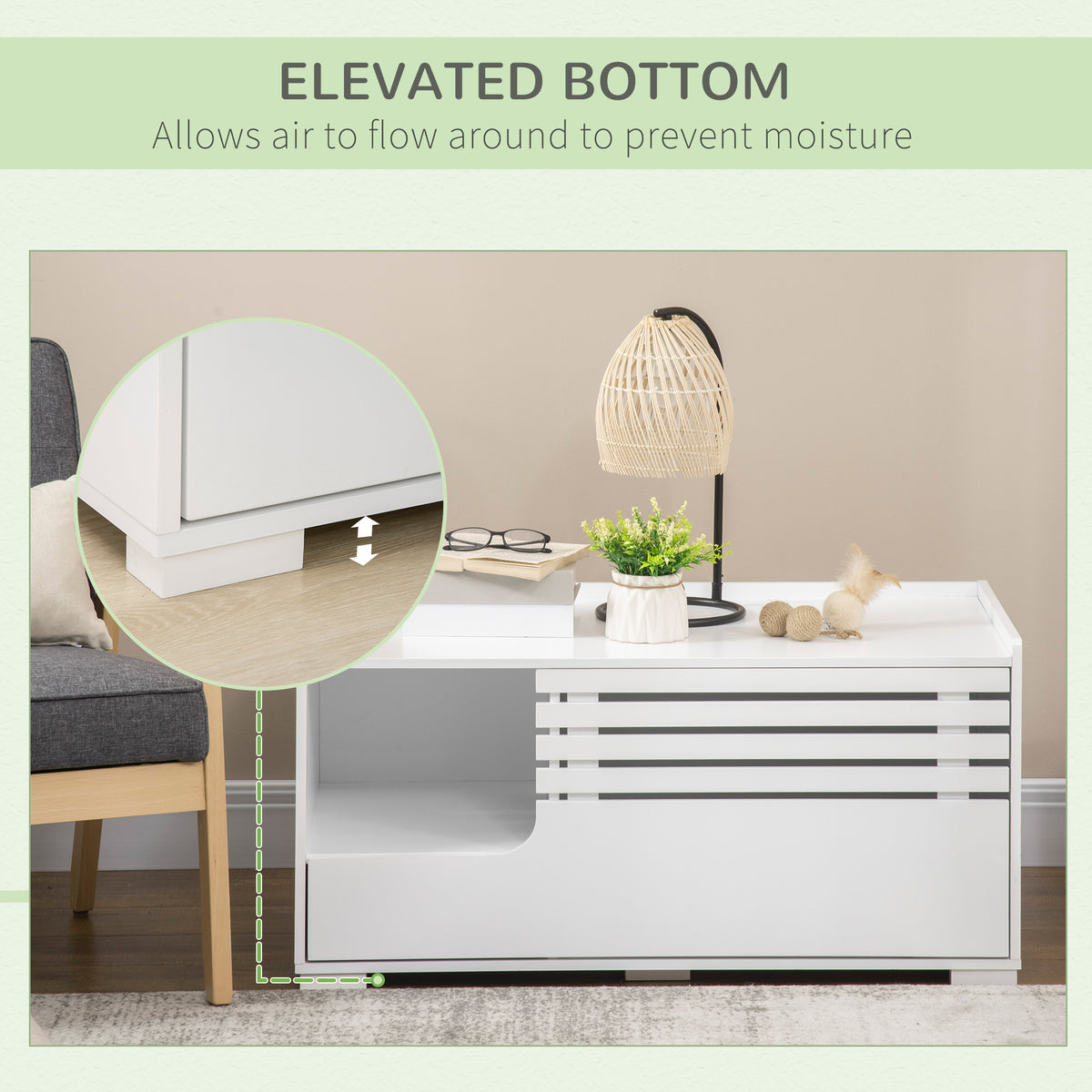 Cat litter box furniture with storage and table