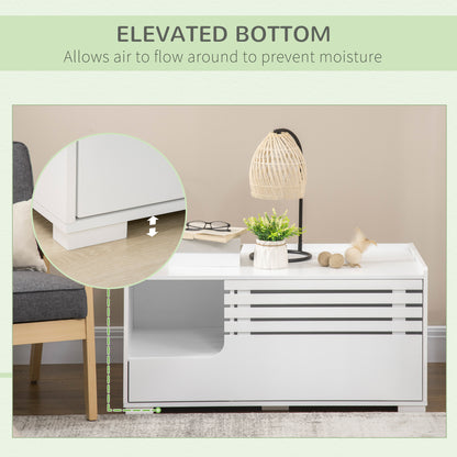 Cat litter box furniture with storage and table