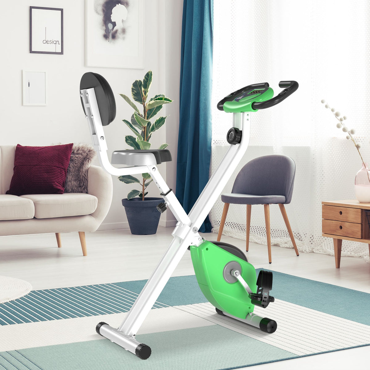 Foldable indoor stationary bike with magnetic resistance