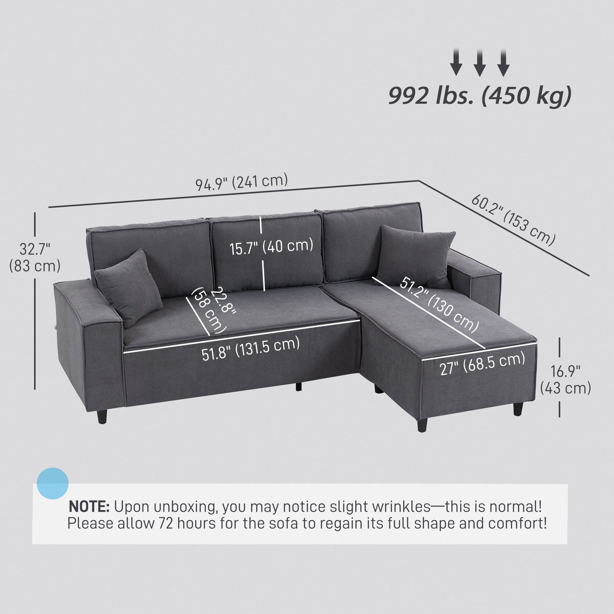 Corner Sofa with Changeable Chaise Corduroy