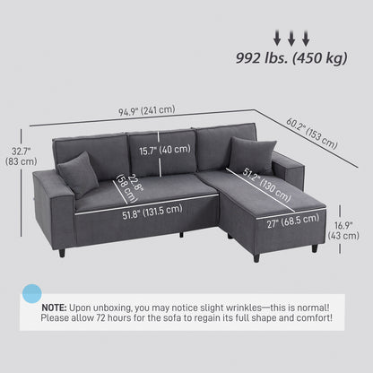 Corner Sofa with Changeable Chaise Corduroy