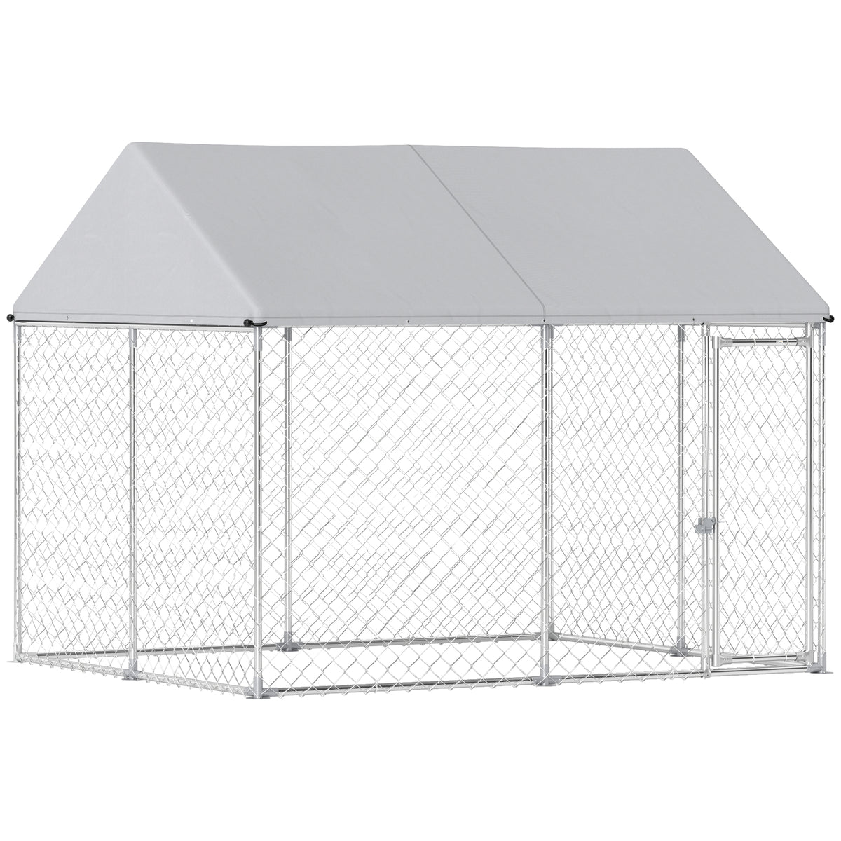 Canil exterior de acero galvanizado para perros con techo impermeable