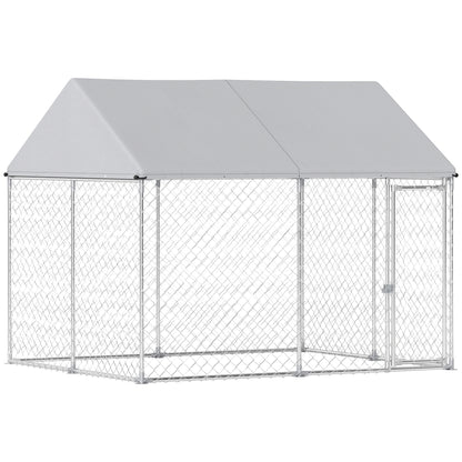 Canil exterior de acero galvanizado para perros con techo impermeable