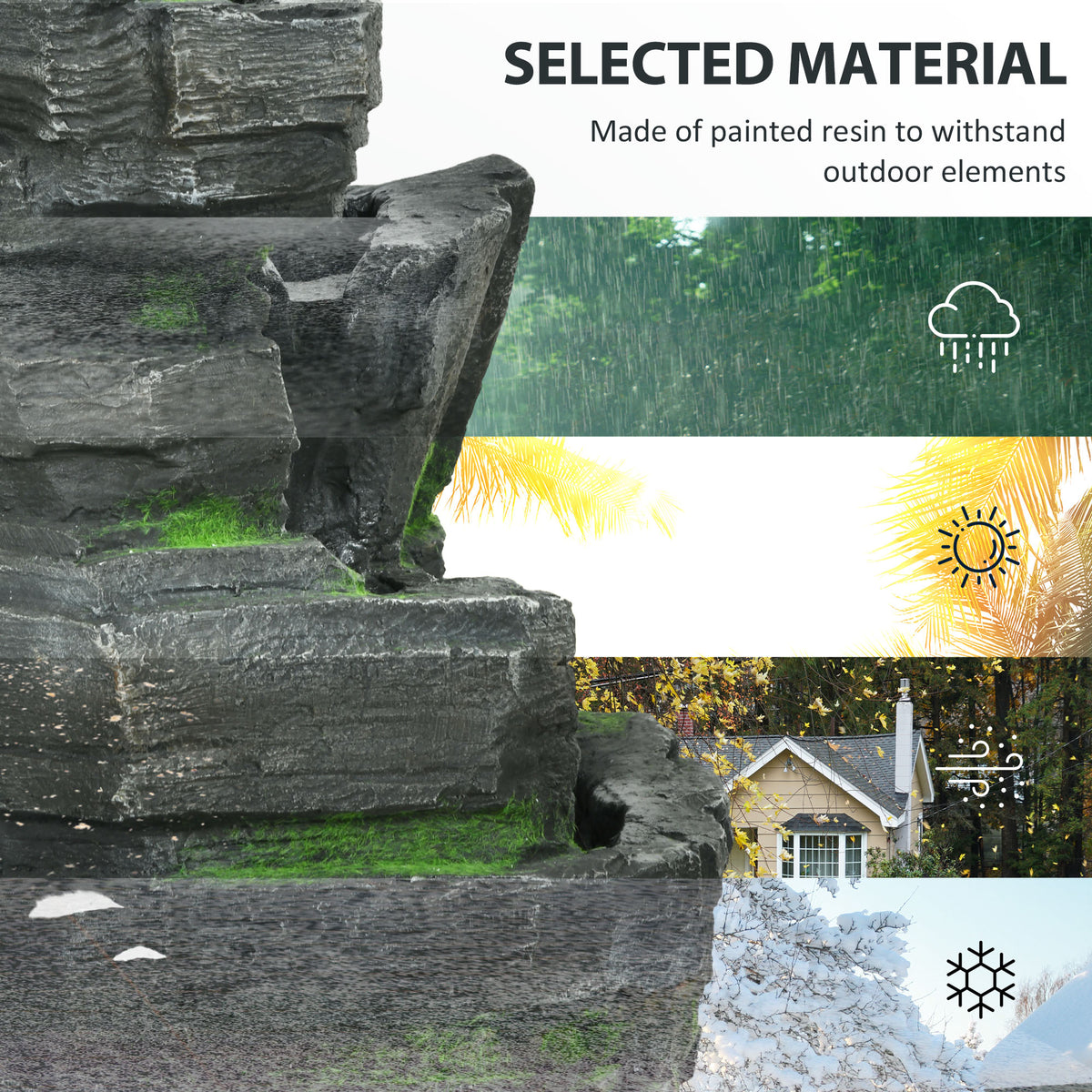 Garden Water Fountain 4 Tier with LED Lights and Pump