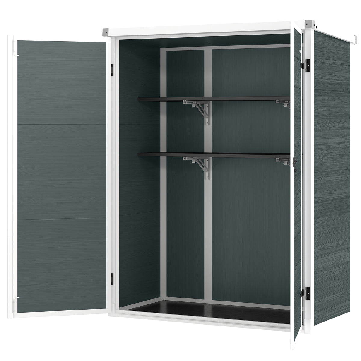 Storage Shed 4.4' × 2.3' Lockable Doors Foldable Shelves