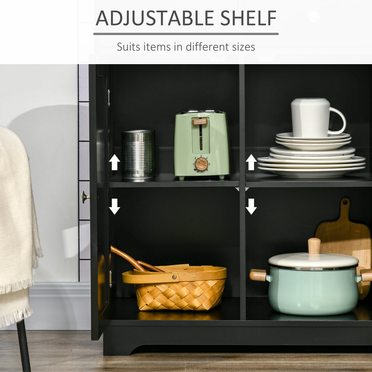 Modern Sideboard with Storage Drawers and Adjustable Shelves