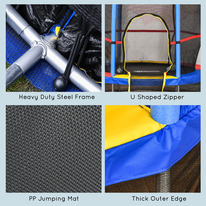 Springless Kids Trampoline with Enclosure Net — multicolour