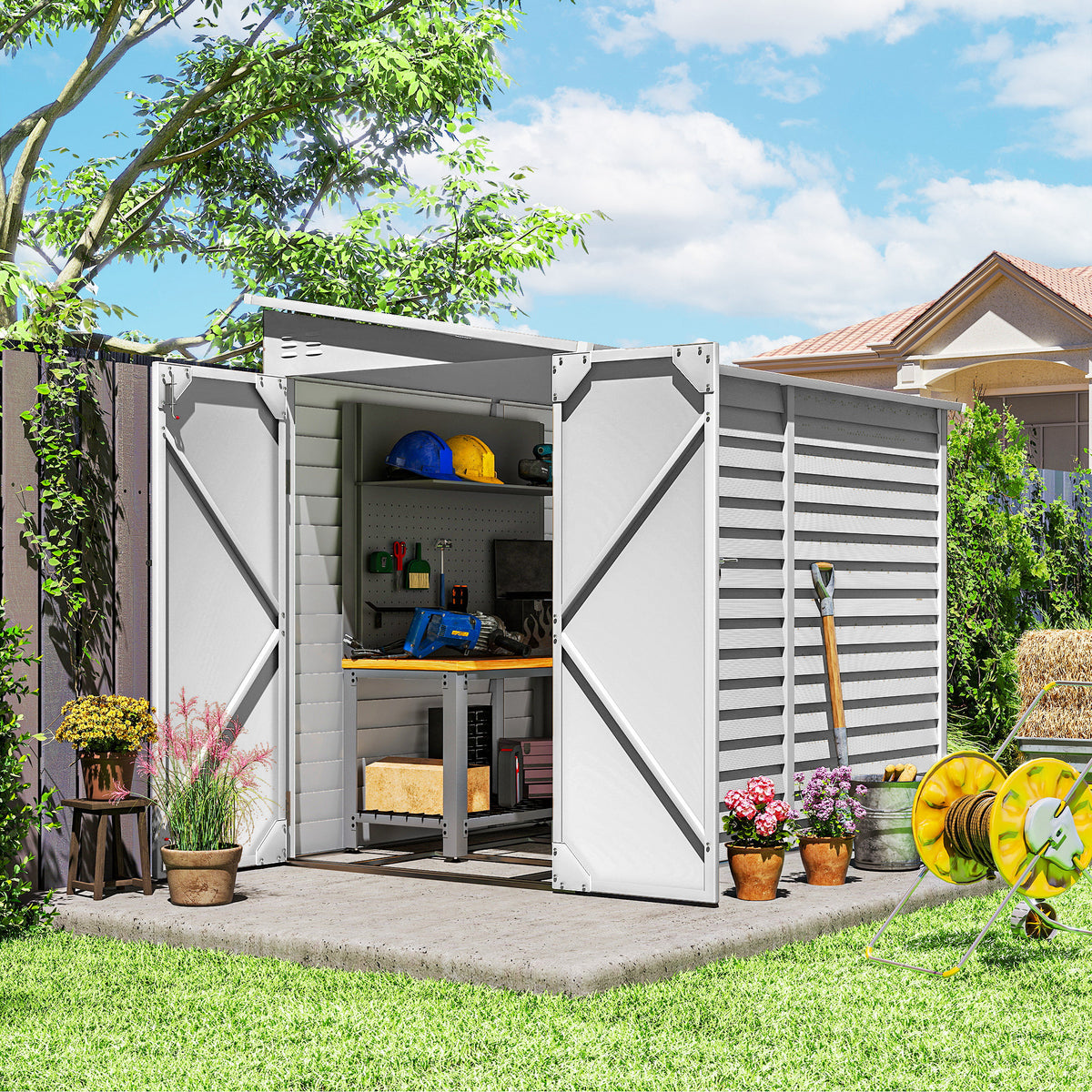 Galvanized Steel Storage Shed 4.6 x 9 ft