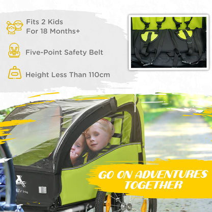 Remolque de bicicleta para dos niños con ruedas de 51 cm