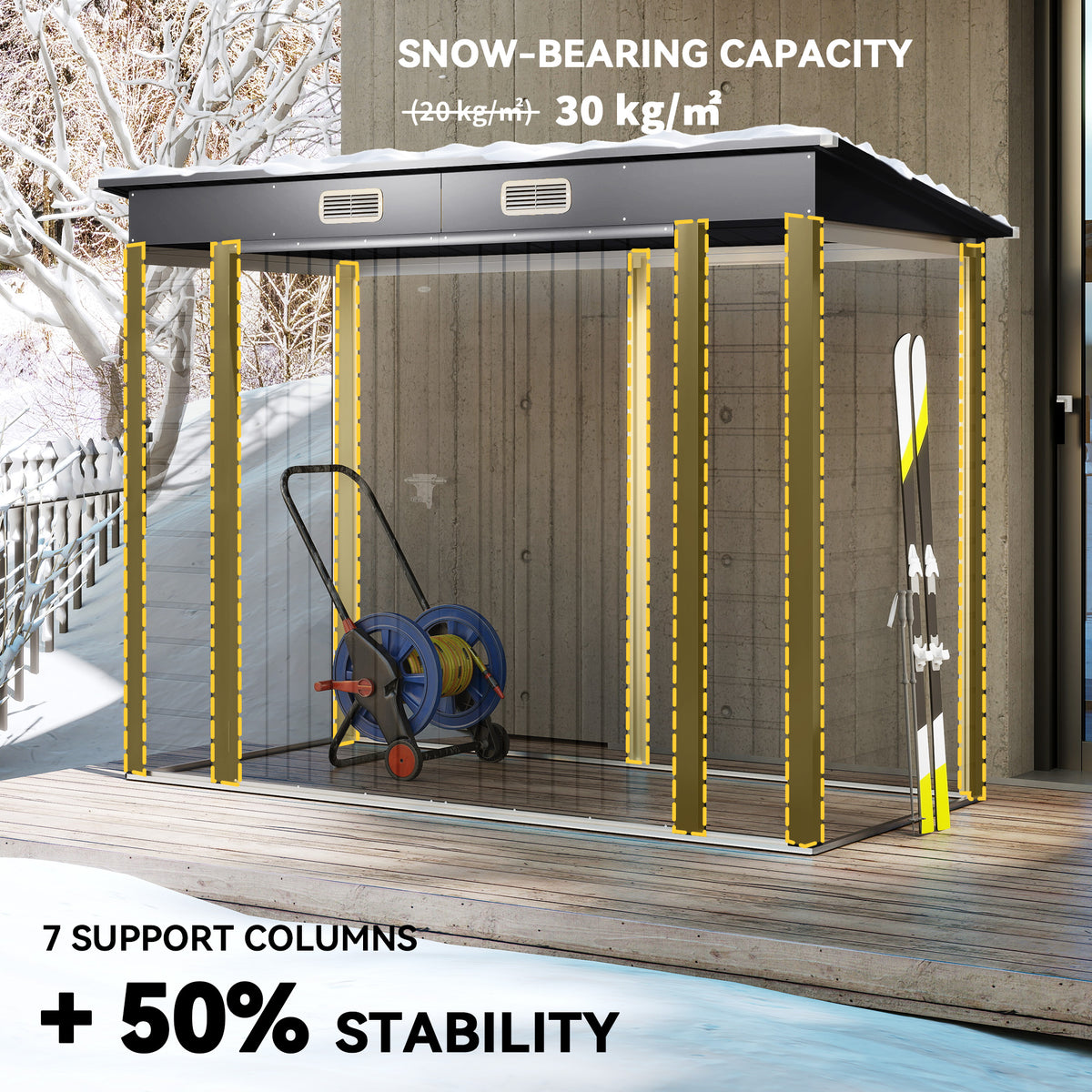 Galvanized Steel Garden Shed with Double Doors