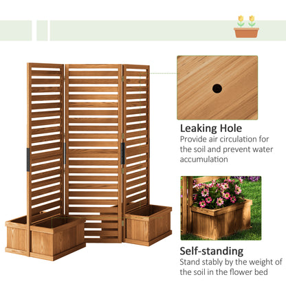 Outdoor Privacy Screen 3 Panels with 4 Raised Planter Boxes