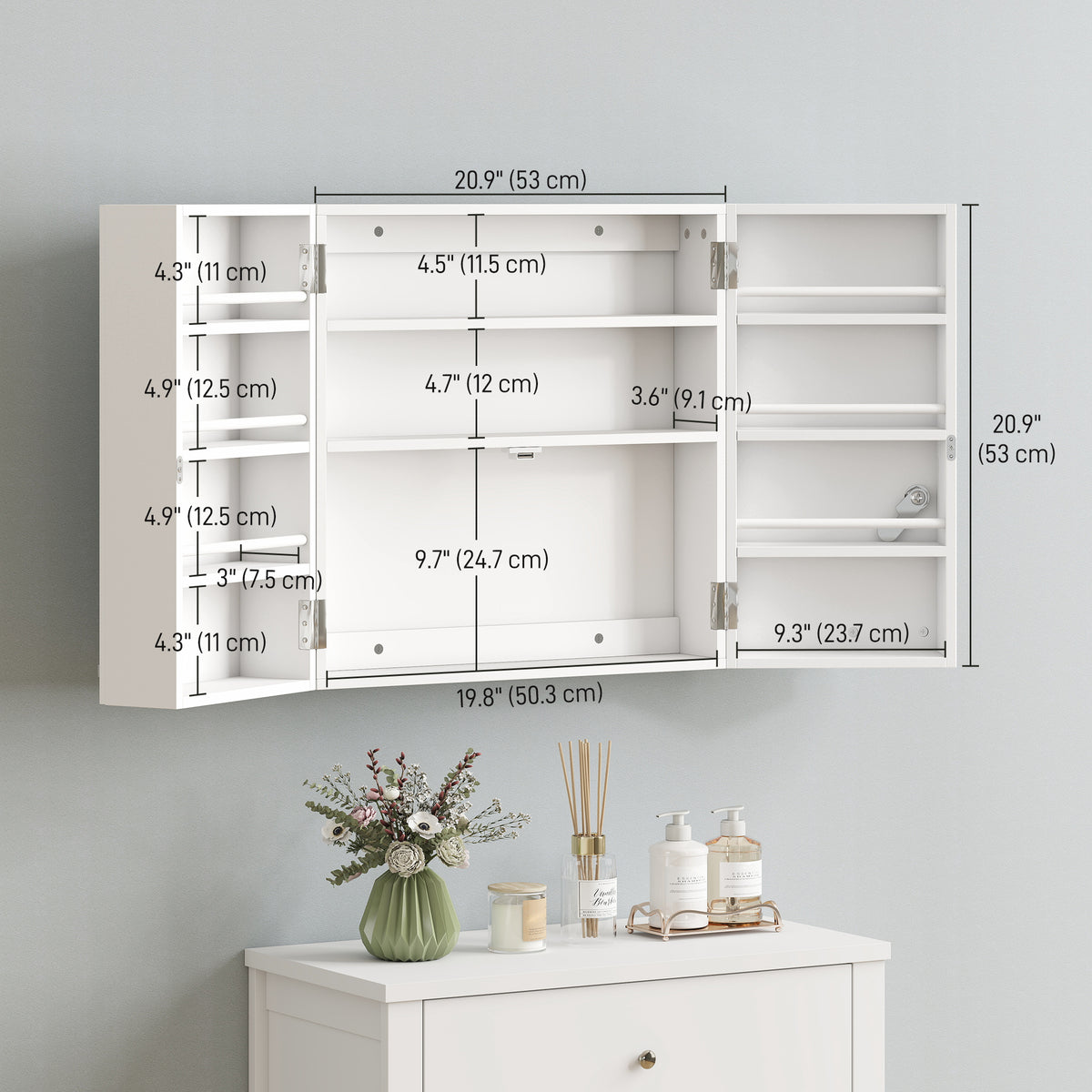 Wall mount lockable medicine cabinet