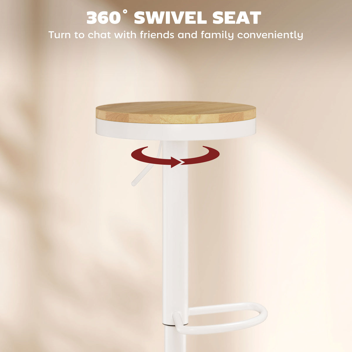 Adjustable Swivel Bar Stools Wood Set of 2