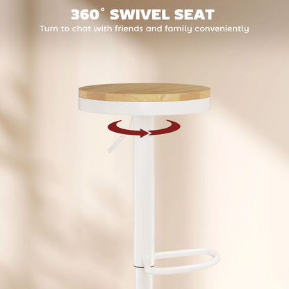 Adjustable Swivel Bar Stools Wood Set of 2