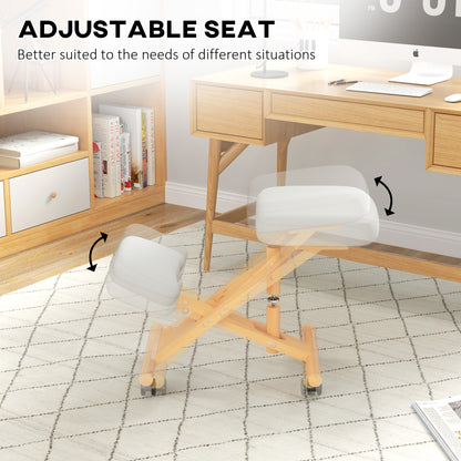 Ergonomic Kneeling Chair with Rubberwood Frame