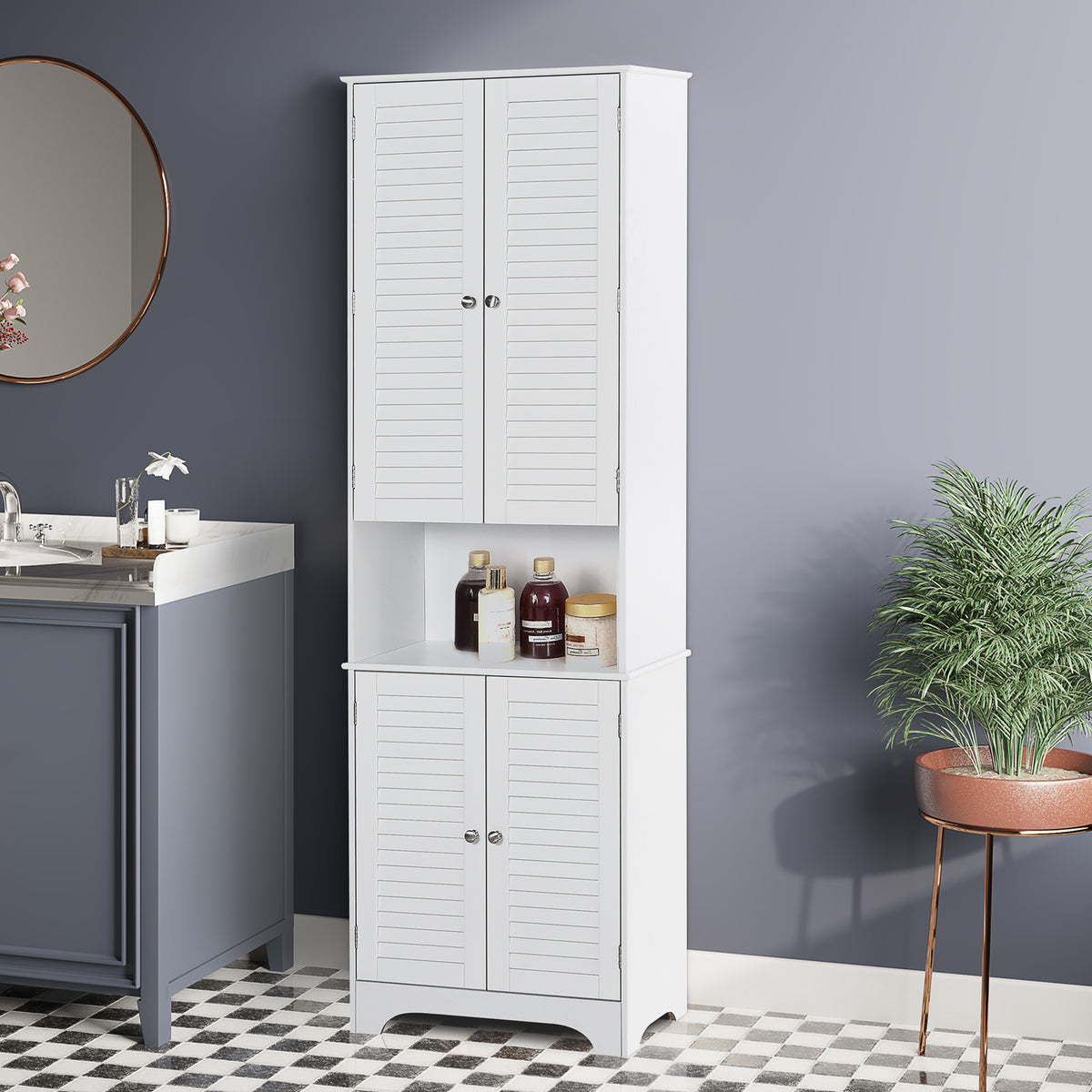 Tall narrow bathroom storage cabinet