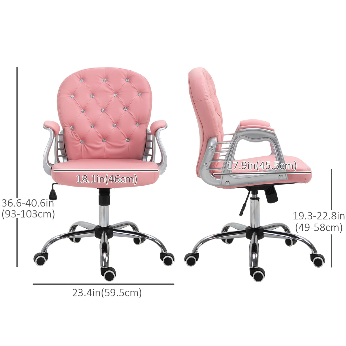 Office chair tufted synthetic leather decorative crystals