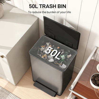 Papelera de cocina de acero inoxidable con cierre suave de 50 L