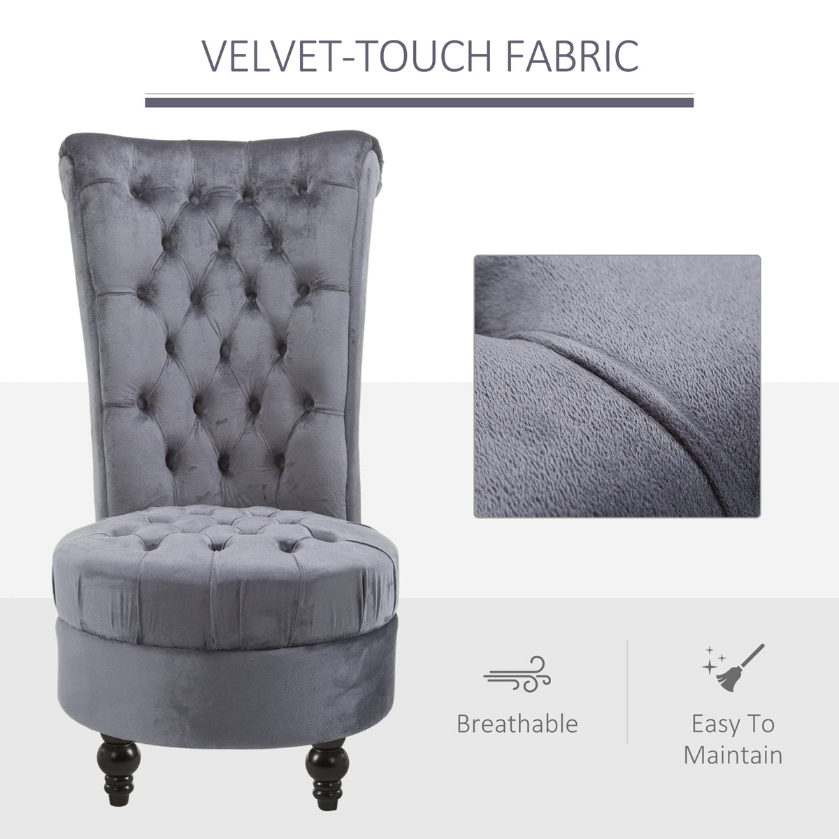 Tufted High Back Velvet Accent Chair