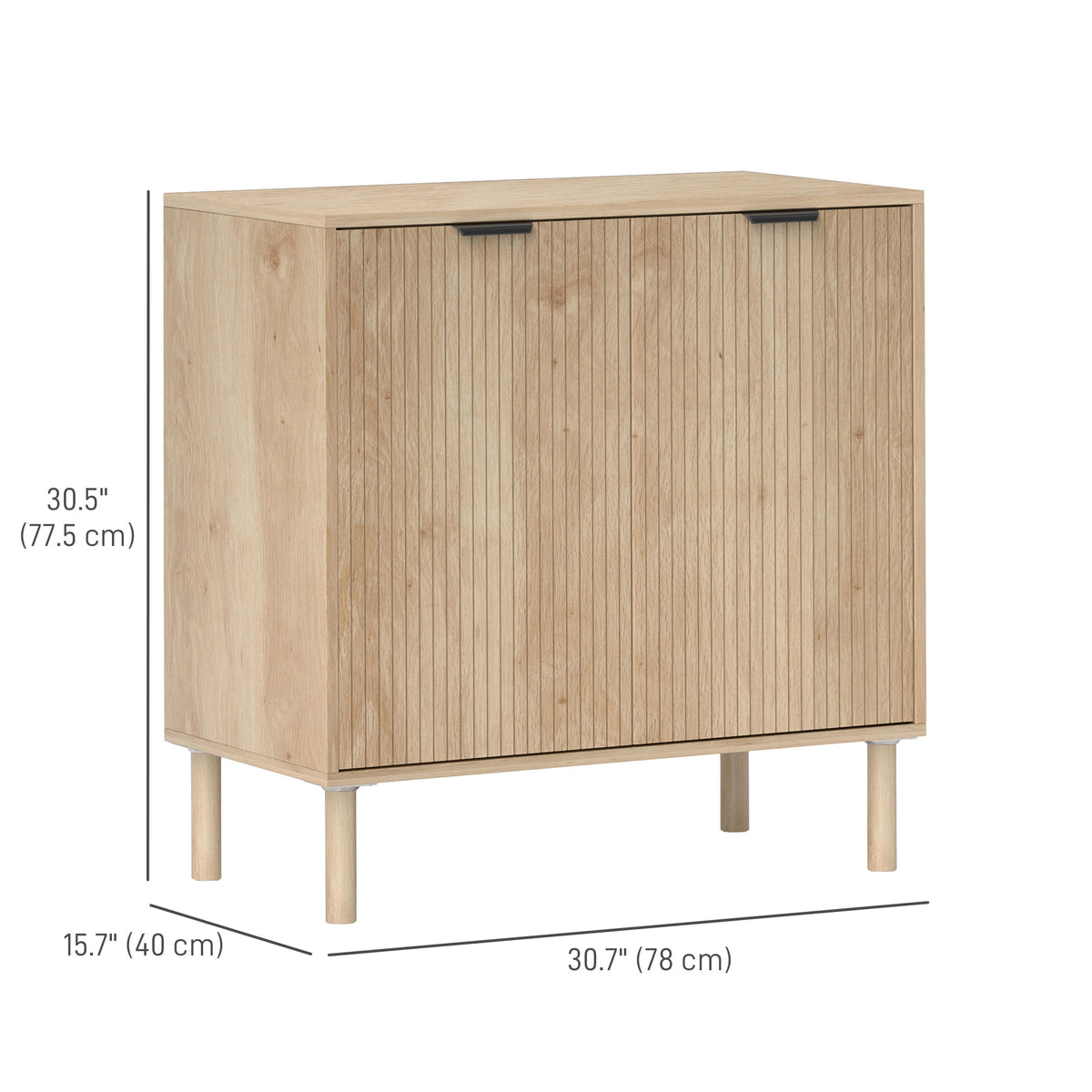 Console Cabinet with Doors and Adjustable Shelf — Oak