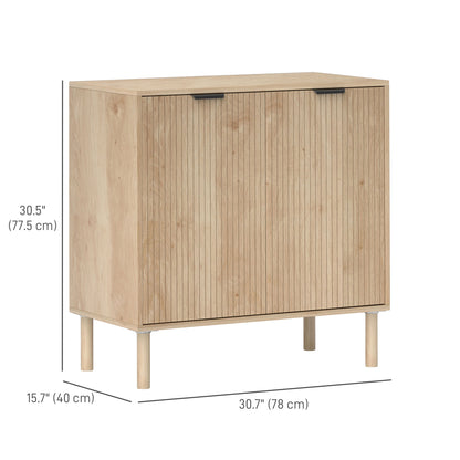 Console Cabinet with Doors and Adjustable Shelf — Oak
