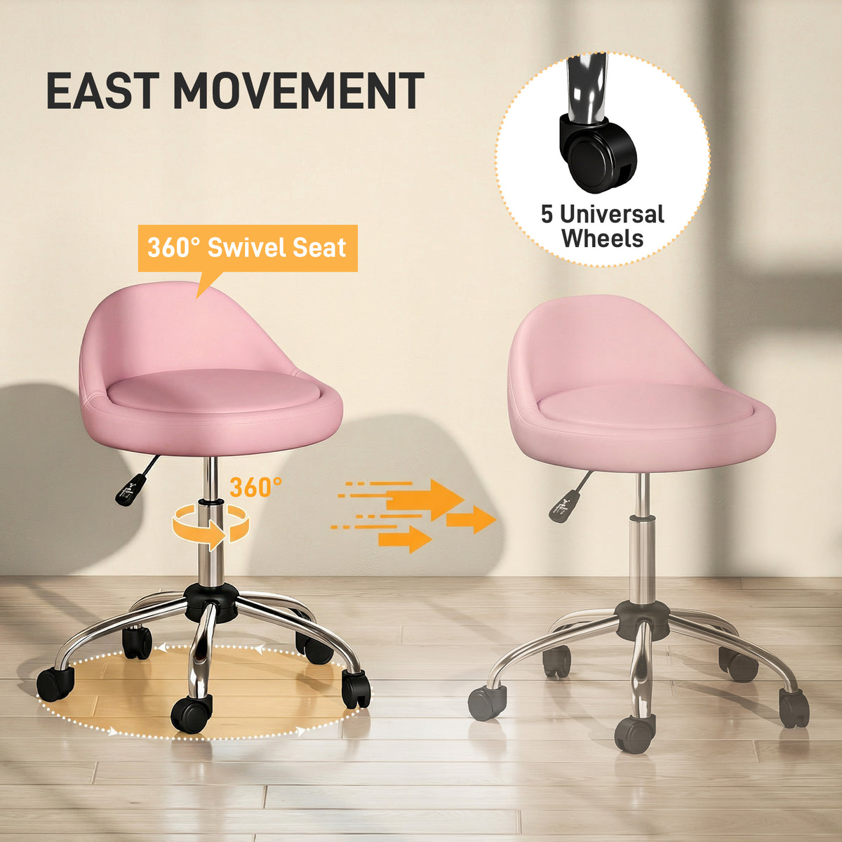Adjustable Rolling Salon Stool