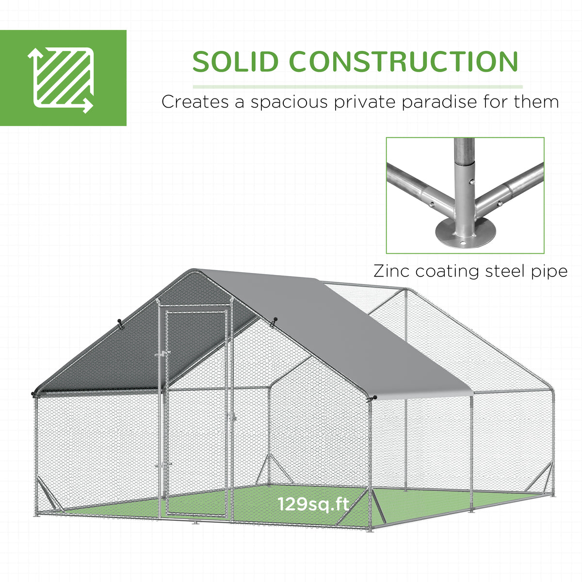 Chicken Coop Run Outdoor with Cover 3.0 x 4.0 x 2.0 m