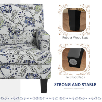 Mid-Century Accent Armchair Floral Pattern Nailhead Trim