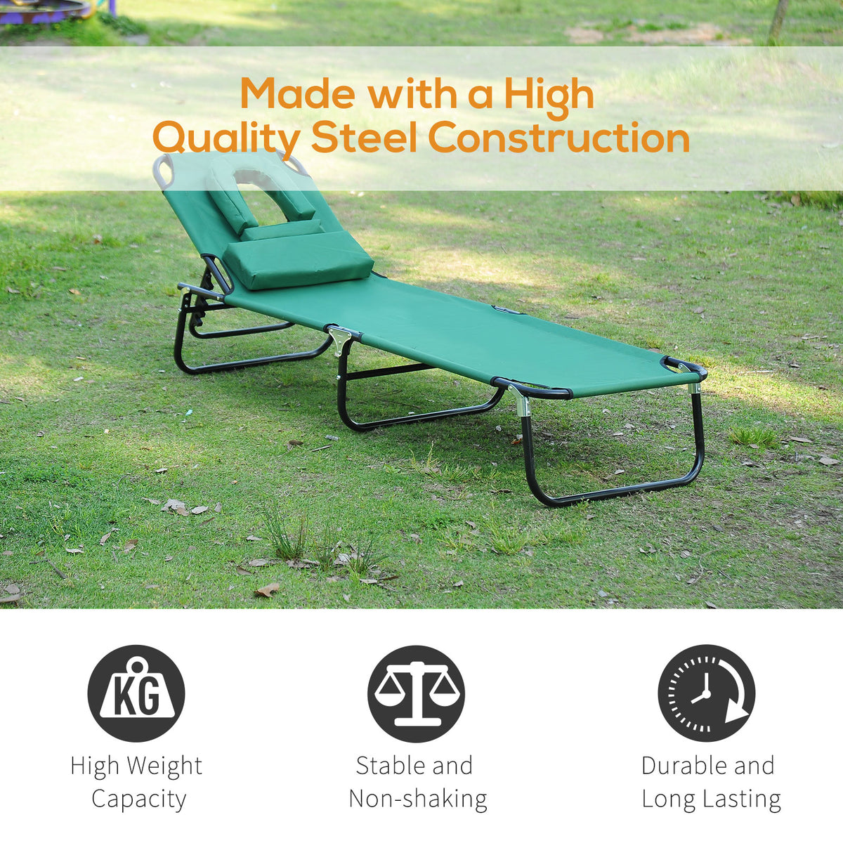 Folding lounge chair with face hole 3 positions