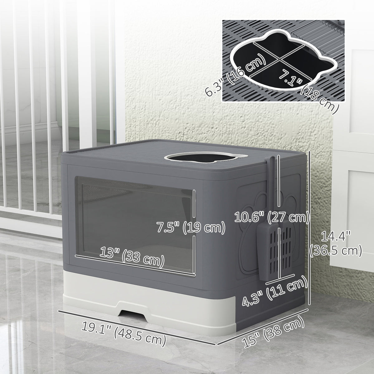 Caja de arena cerrada para gatos