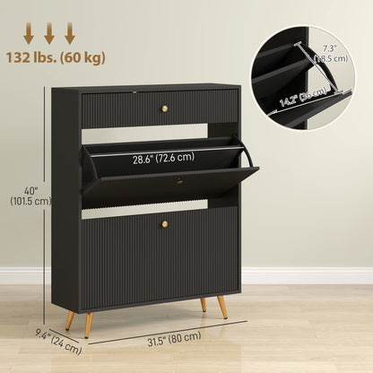 Narrow shoe storage cabinet wave panels