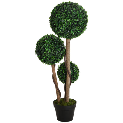 Artificial Triple Ball Topiary Tree in Pot