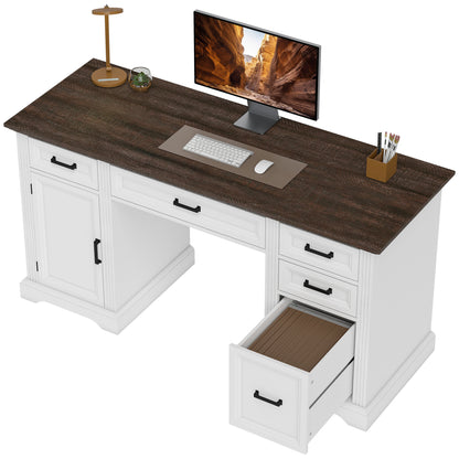 Farmhouse Executive Desk with Soft-Close Drawers