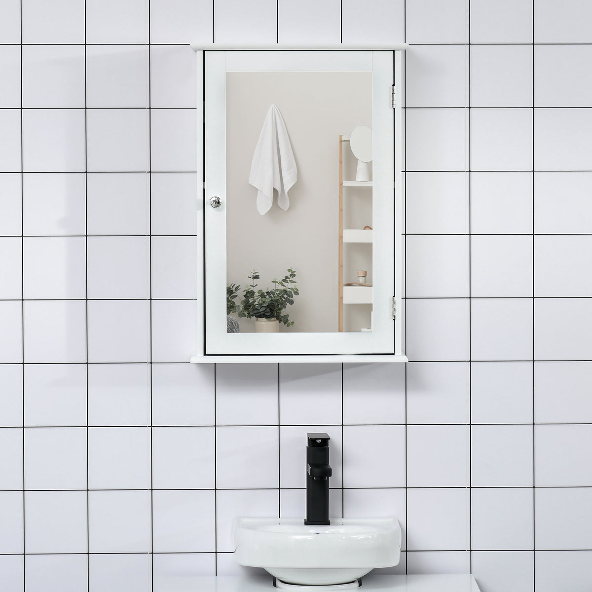 Wall-Mounted Medicine Cabinet with Mirror and Shelves