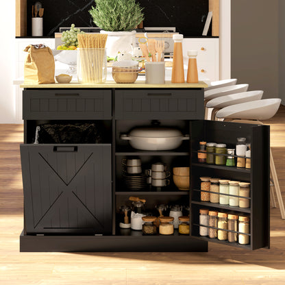 Mueble con cubo de basura oculto y 2 cajones