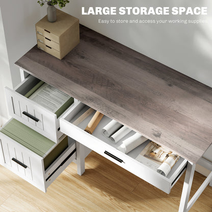 Farmhouse Computer Desk with 3 Drawers