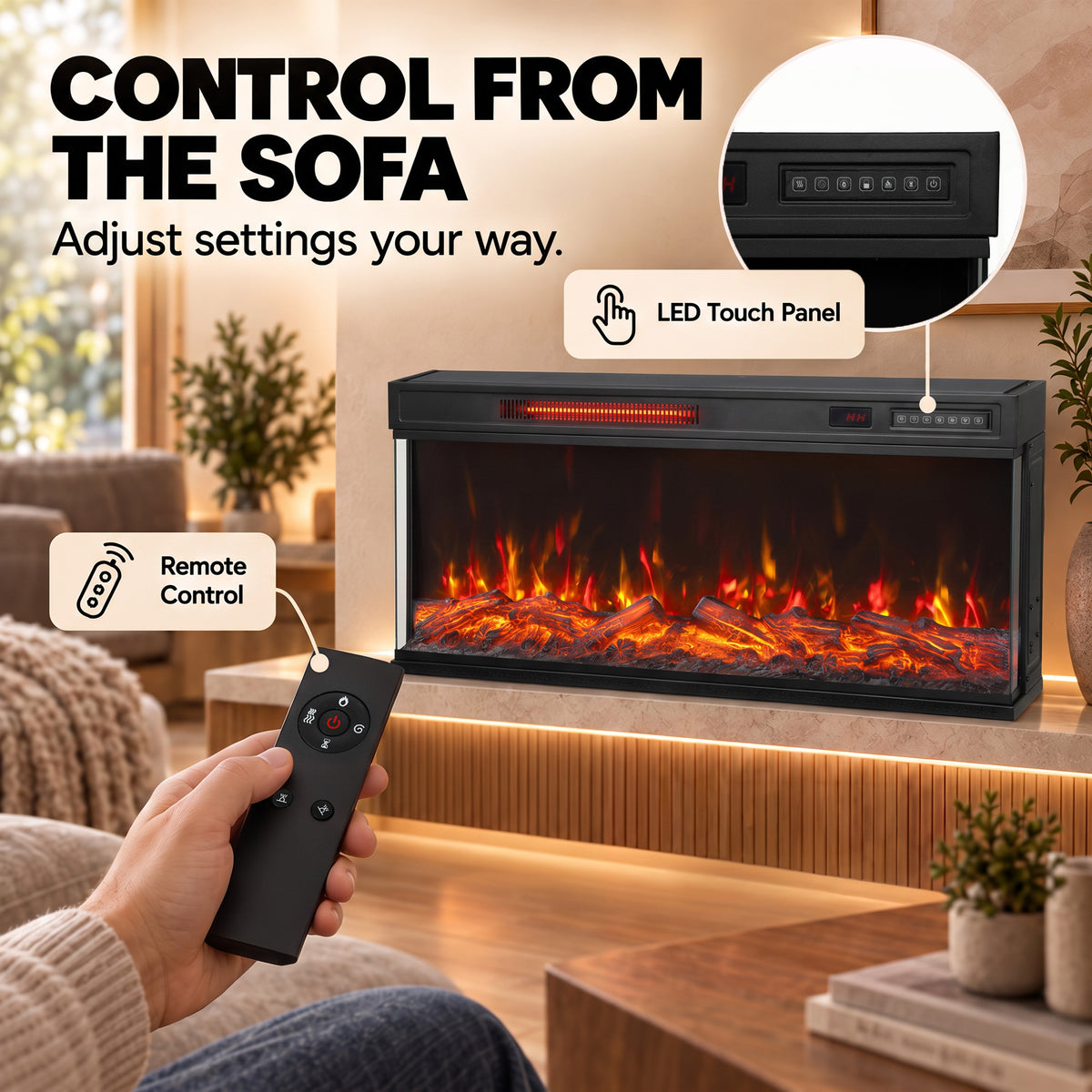 36-Inch Recessed Wall Electric Fireplace