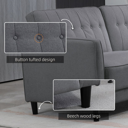Convertible Button-Tufted Sofa Bed Adjustable Back