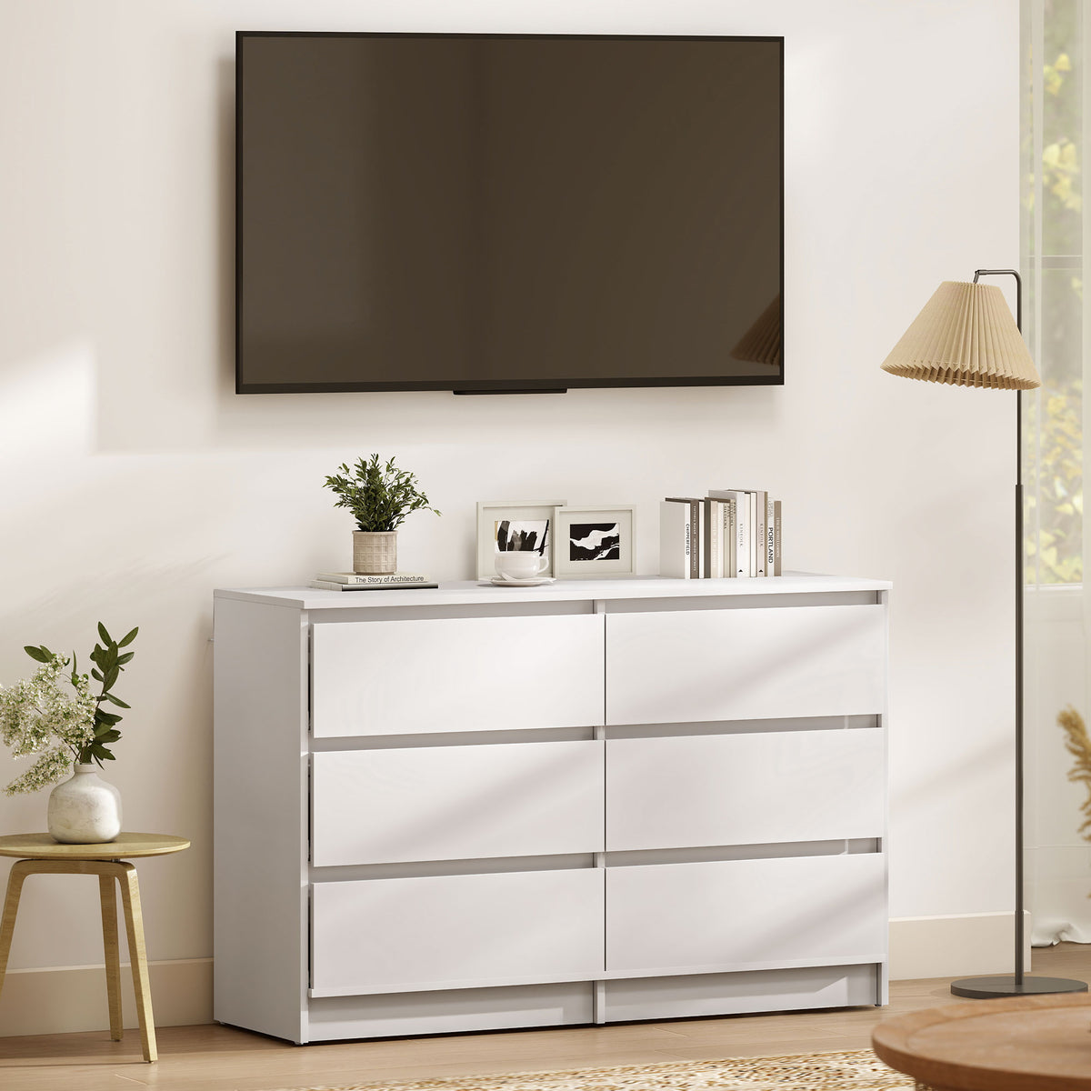Modern 6 Drawer Wide Chest of Drawers