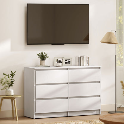 Modern 6 Drawer Wide Chest of Drawers