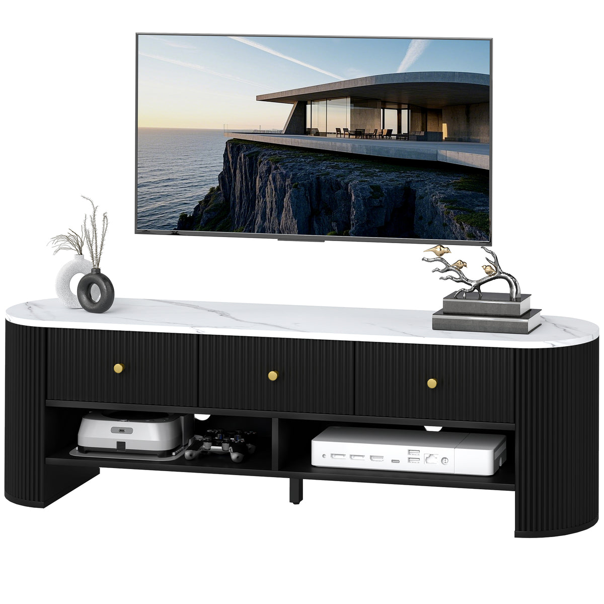 Modern marble effect TV stand for 81-165 cm TV